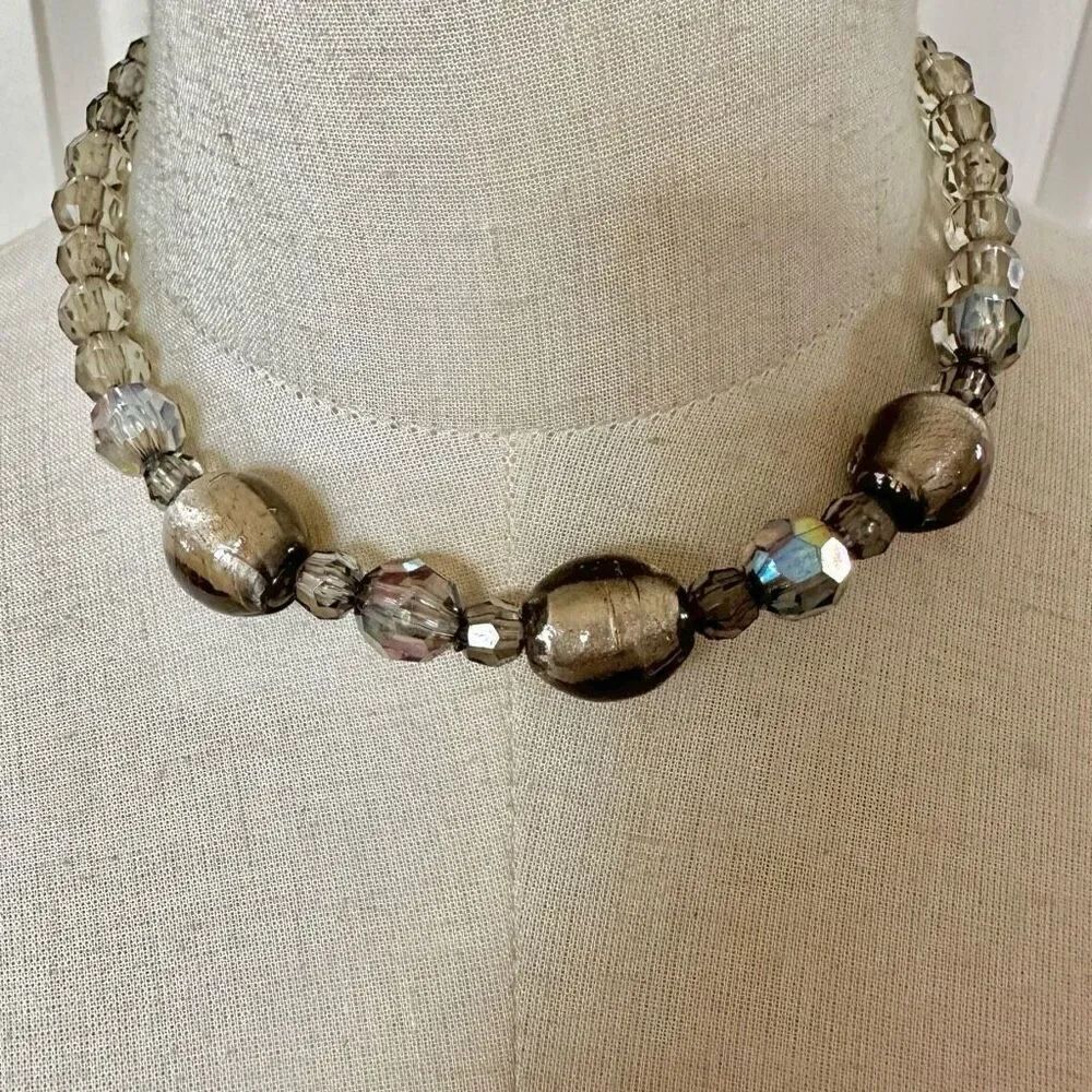 Green frosted beaded necklace